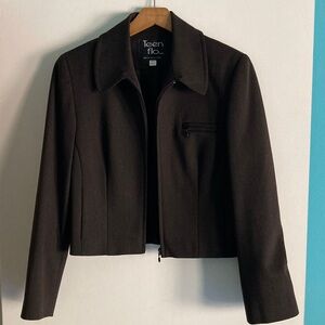 Teenflo Paris Judith & Charles Womens Size 8 Dark Gray Wool Zip Up Blazer Jacket